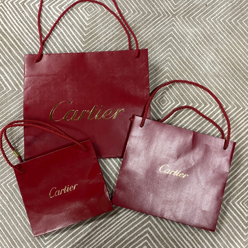 Set of 3 Cartier bags shipping paper carton deco